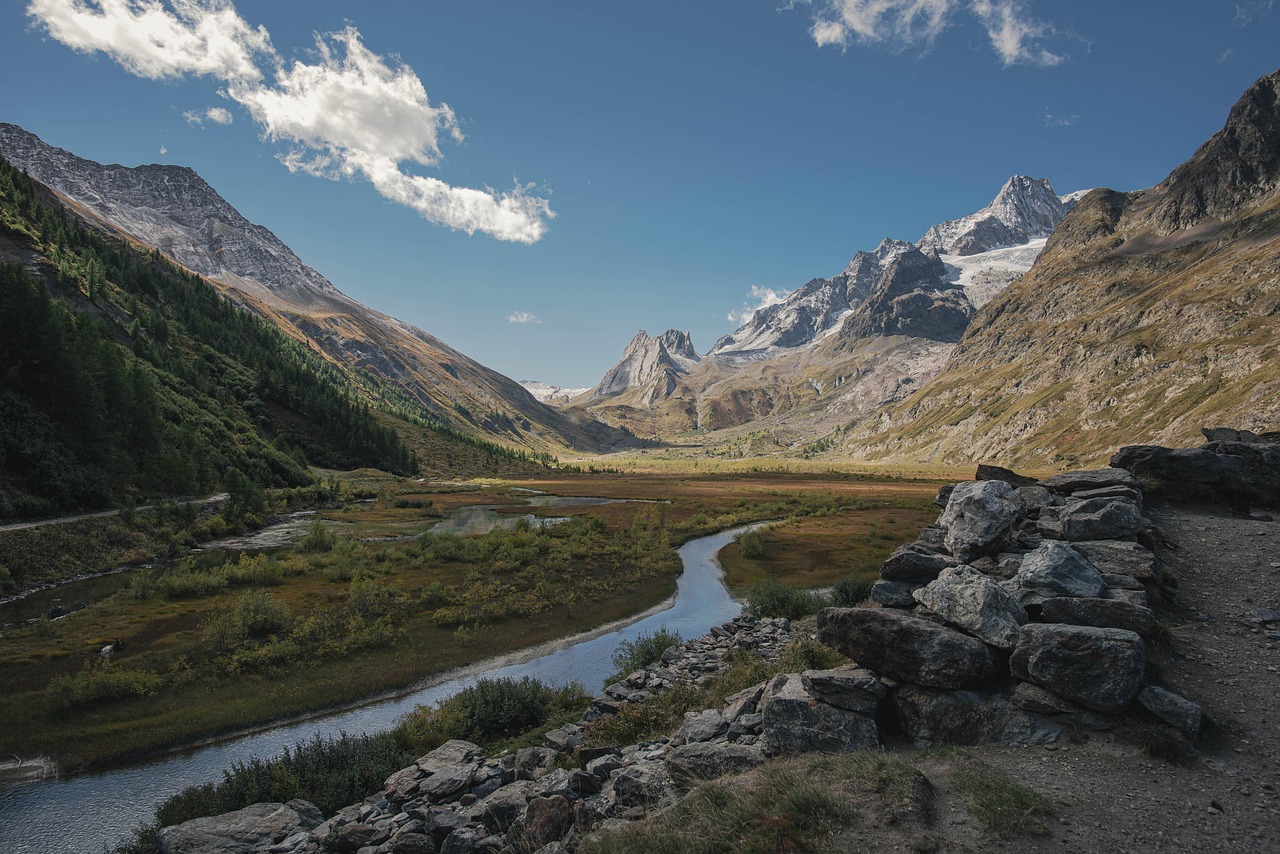 A river winding through a green valley